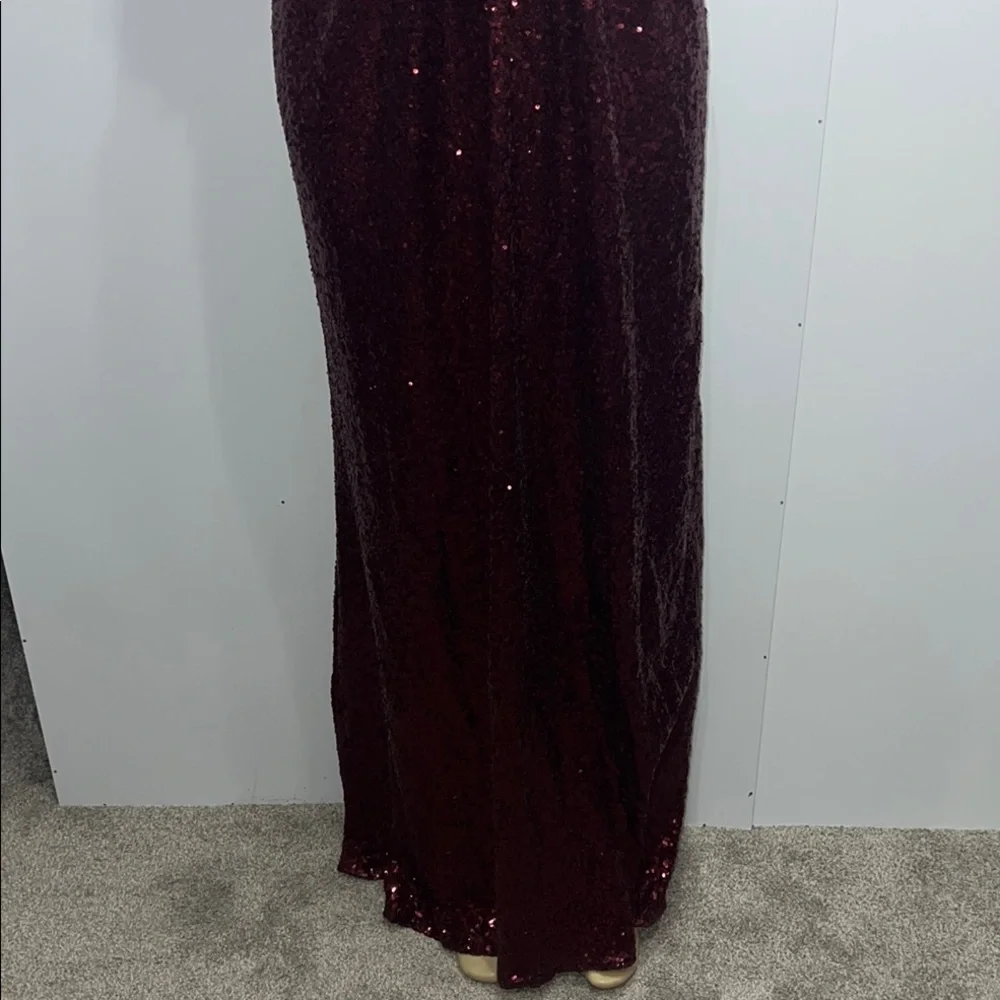 Revelry Red long deep evening dress One Shoulder SequiGown for Weddings zs 22 - Picture 6 of 16
